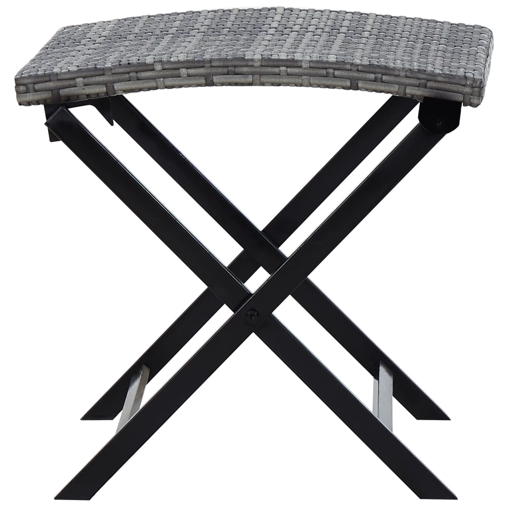 vidaXL Folding Stool Poly Rattan Gray