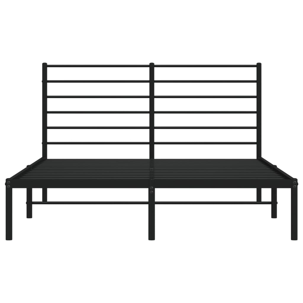 vidaXL Metal Bed Frame with Headboard Black 59.8"x78.7"