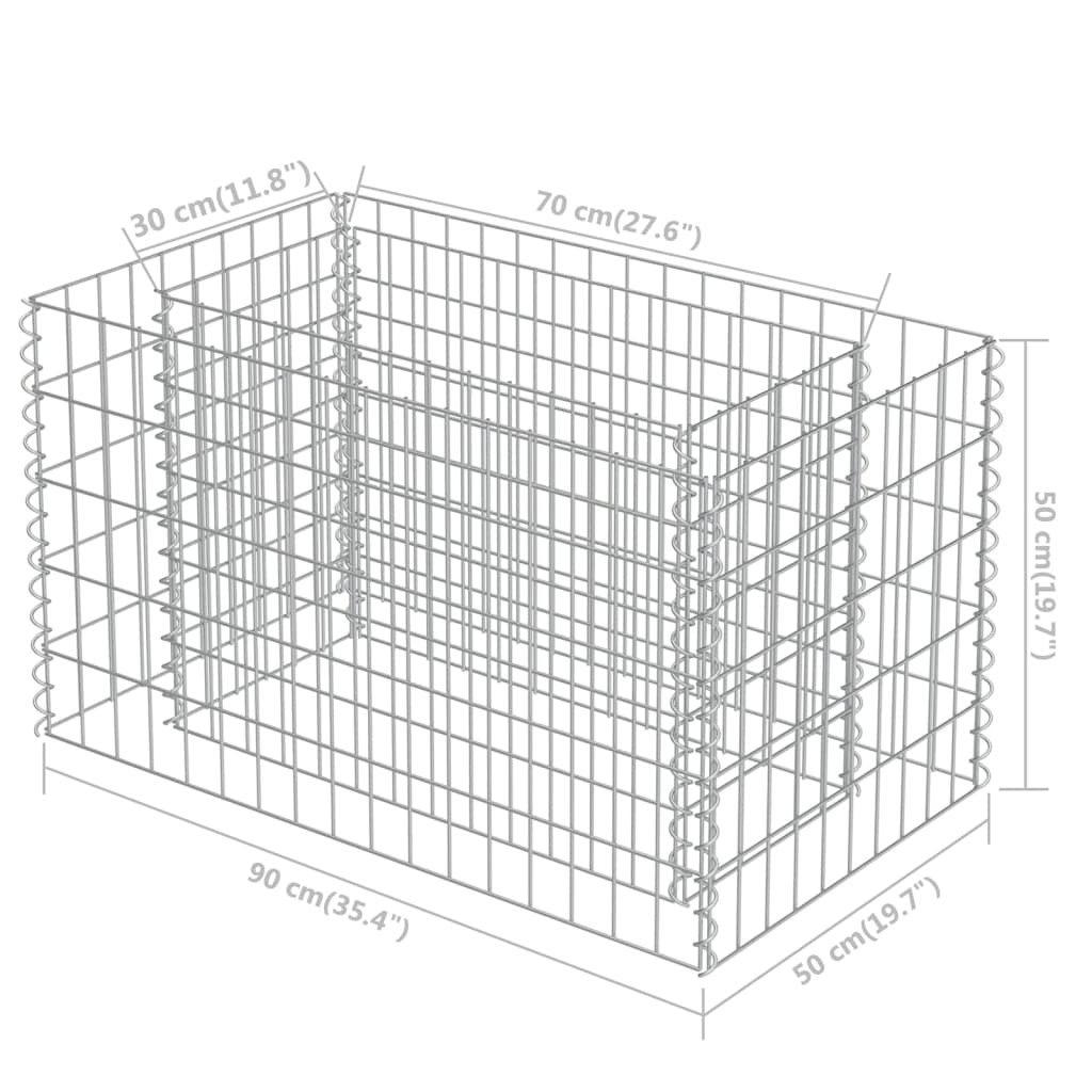 vidaXL Gabion Raised Bed Galvanized Steel 35.4"x19.7"x19.7"