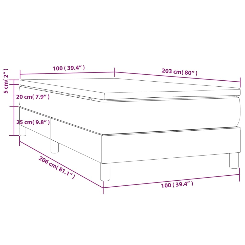 vidaXL Box Spring Bed with Mattress Dark Gray 39.4"x79.9" Twin XL Velvet