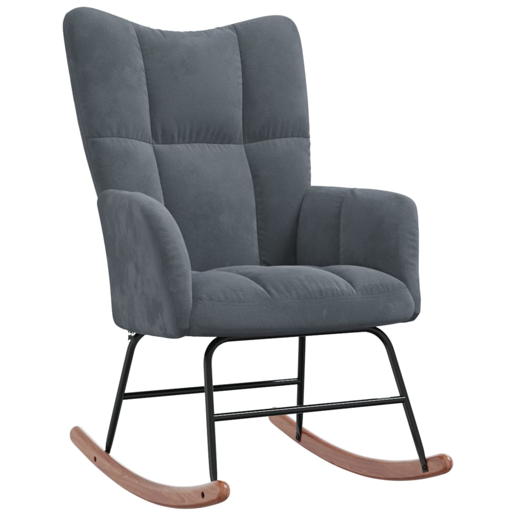 vidaXL Rocking Chair with Ottoman Dark Gray Velvet