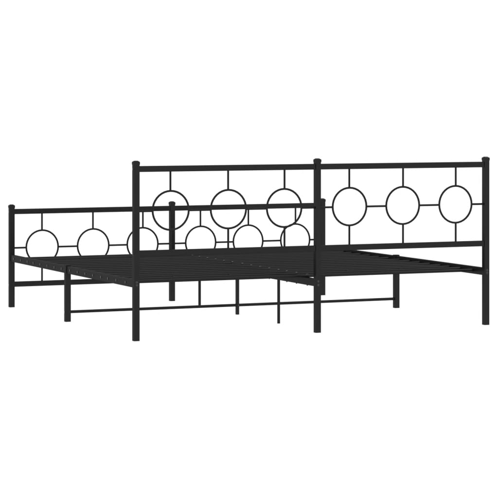 vidaXL Metal Bed Frame without Mattress with Footboard Black 76"x79.9"