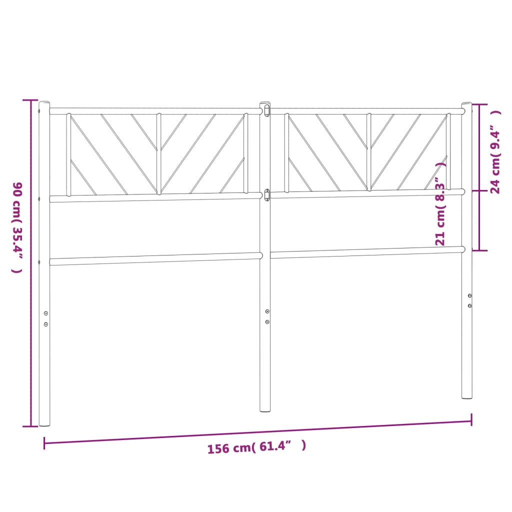 vidaXL Metal Headboard White 59.1"