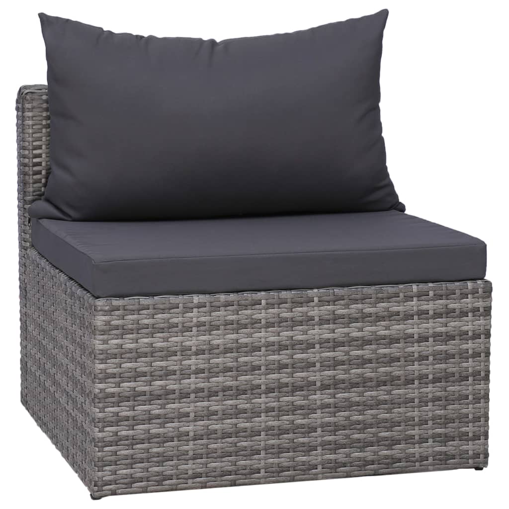 vidaXL 3 Piece Patio Sofa Set with Cushions Gray Poly Rattan