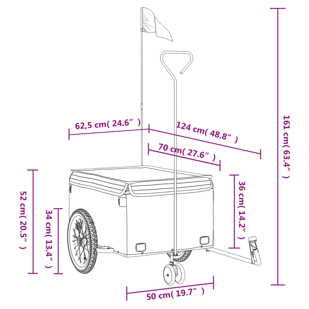 vidaXL Bike Trailer Black and Gray 99.2 lb Iron