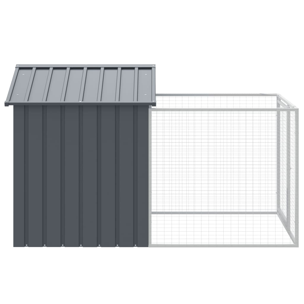 vidaXL Dog House with Run Anthracite 46.1"x79.1"x48.4" Galvanized Steel