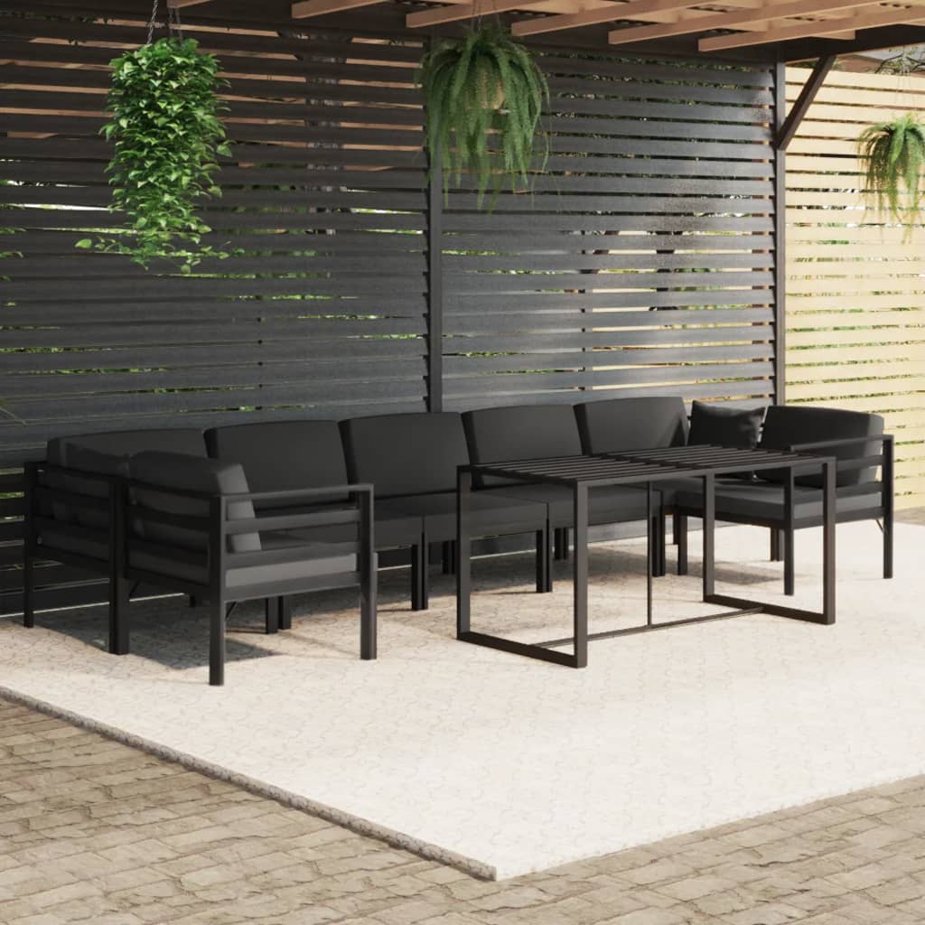 vidaXL 8 Piece Patio Lounge Set with Cushions Aluminum Anthracite