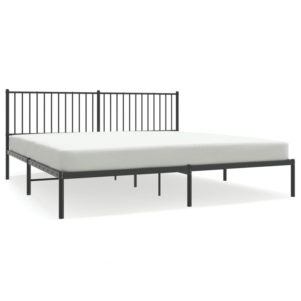 vidaXL Metal Bed Frame without Mattress with Headboard Black 76"x79.9"