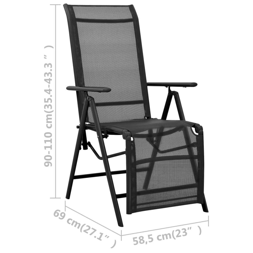 vidaXL Reclining Deck Chair Aluminum and Textilene Black