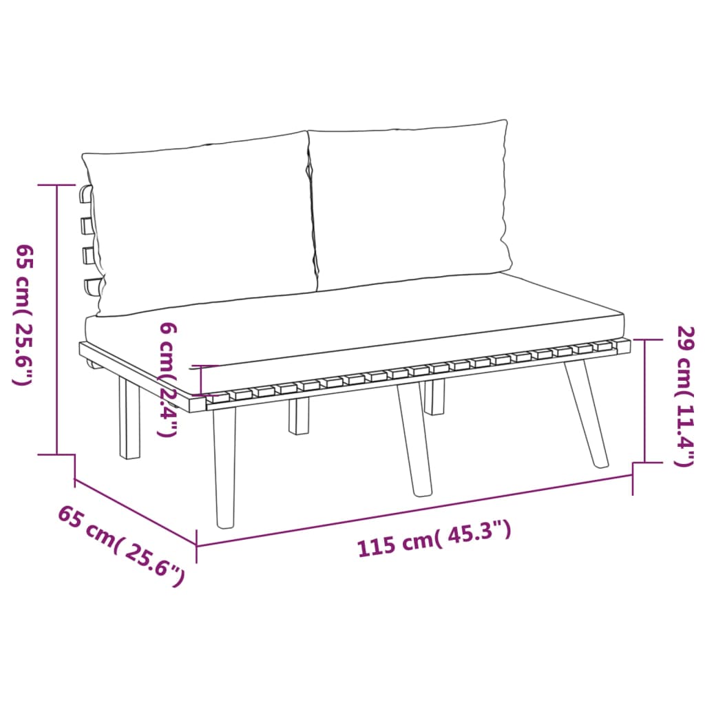 vidaXL 9 Piece Patio Lounge Set with Cushions Solid Acacia Wood