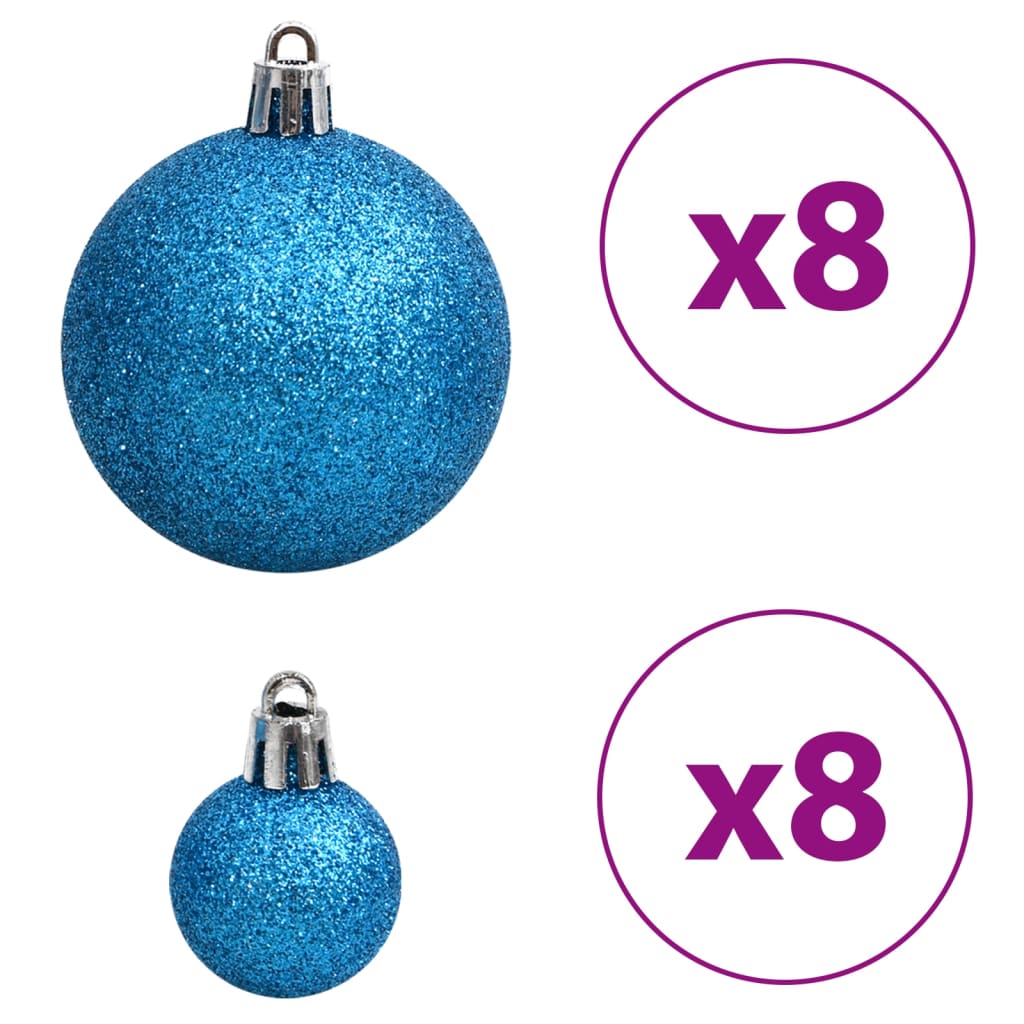 vidaXL Christmas Baubles 100 pcs Blue and Silver 1.2" / 1.6" / 2.4"