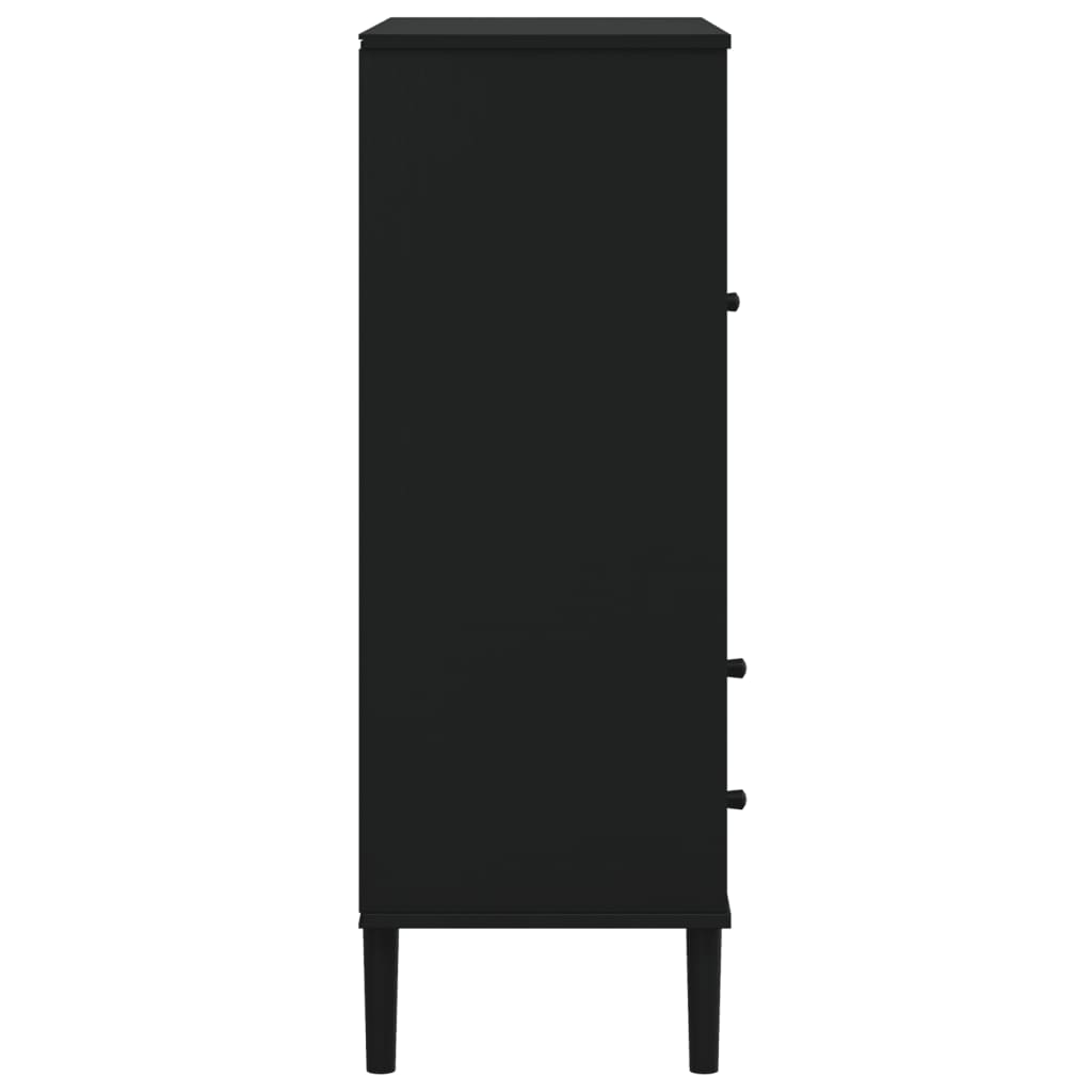 vidaXL Highboard SENJA Rattan Look Black 35.4"x15.7"x44.1" Solid Wood Pine