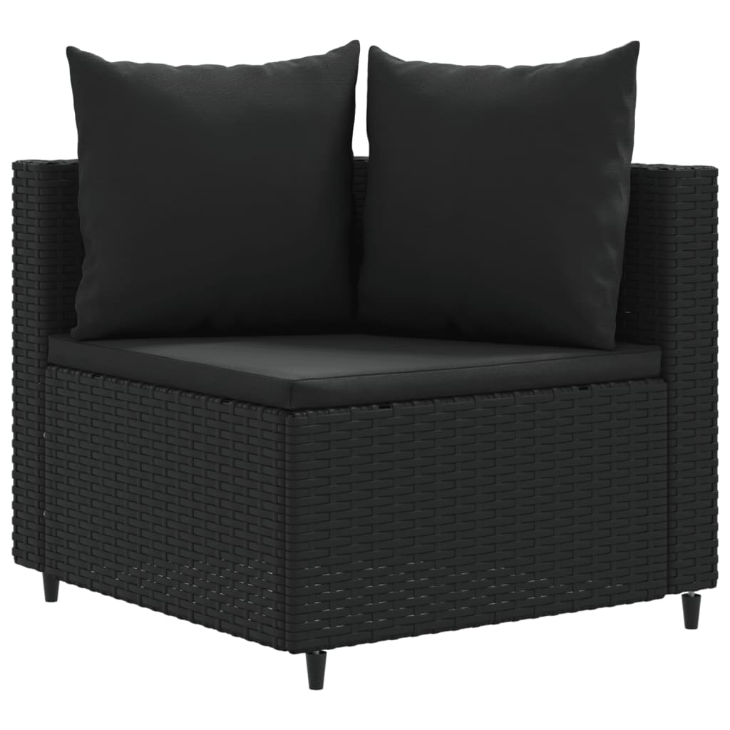 vidaXL 6 Piece Patio Sofa Set with Cushions Black Poly Rattan