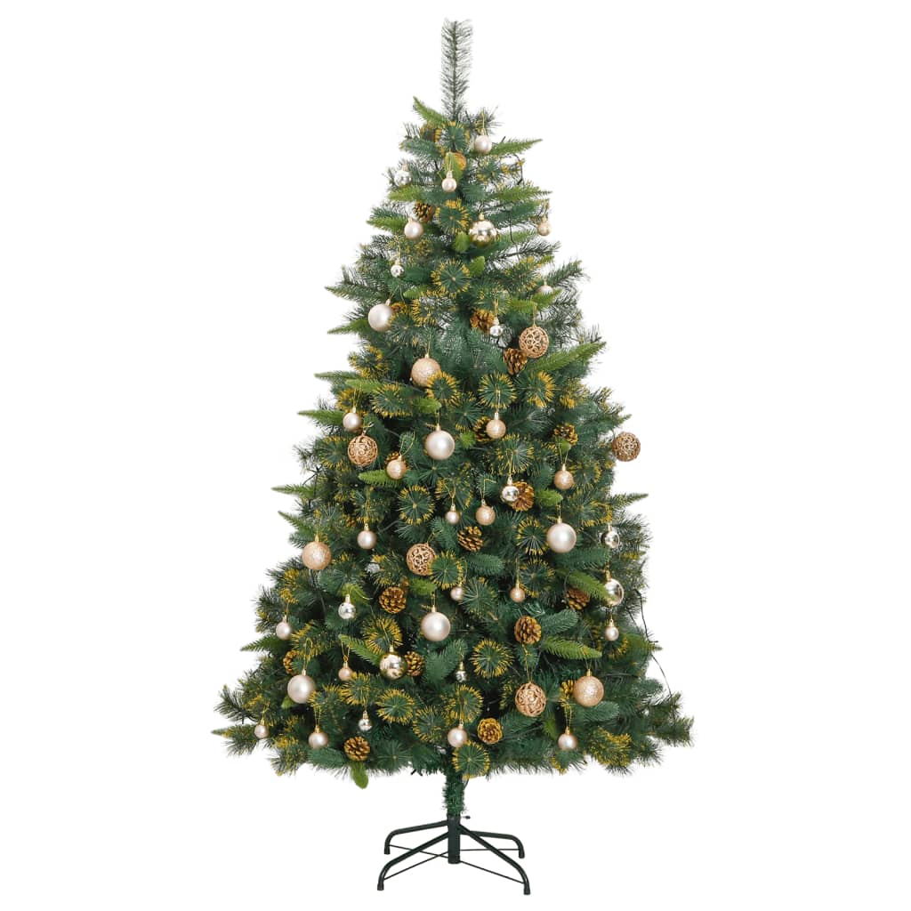 vidaXL Artificial Hinged Christmas Tree 300 LEDs & Ball Set 82.7"