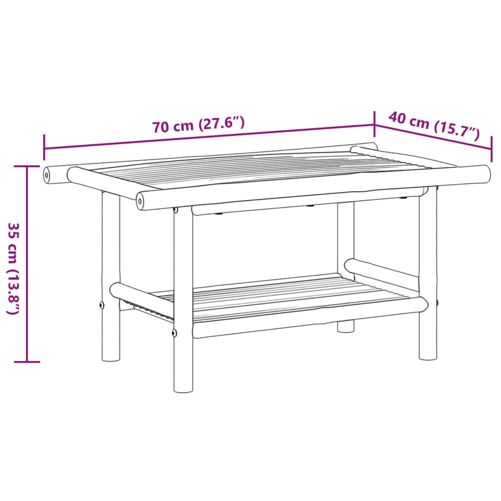 vidaXL Coffee Table 27.6"x15.7"x13.8" Bamboo