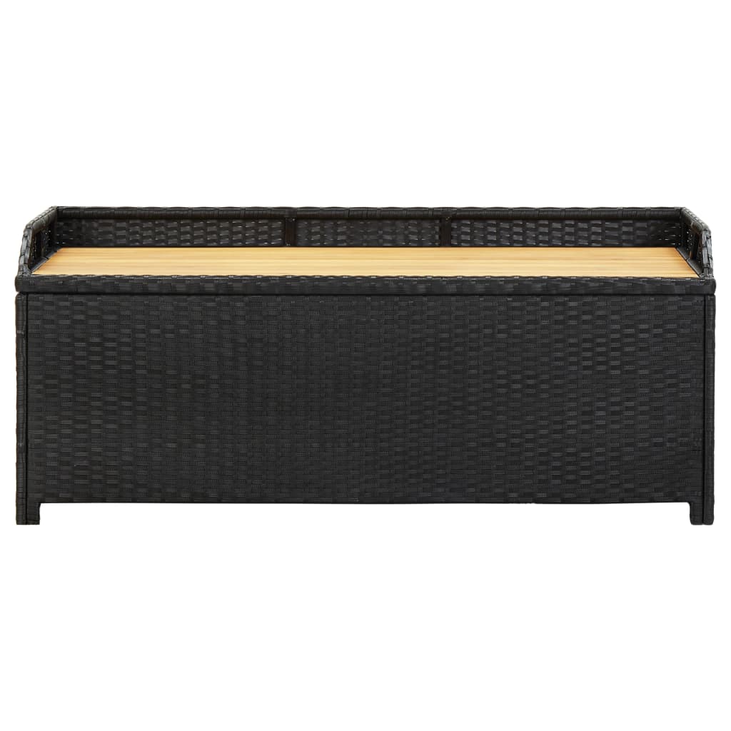 vidaXL Patio Storage Bench 47.2" Poly Rattan Black