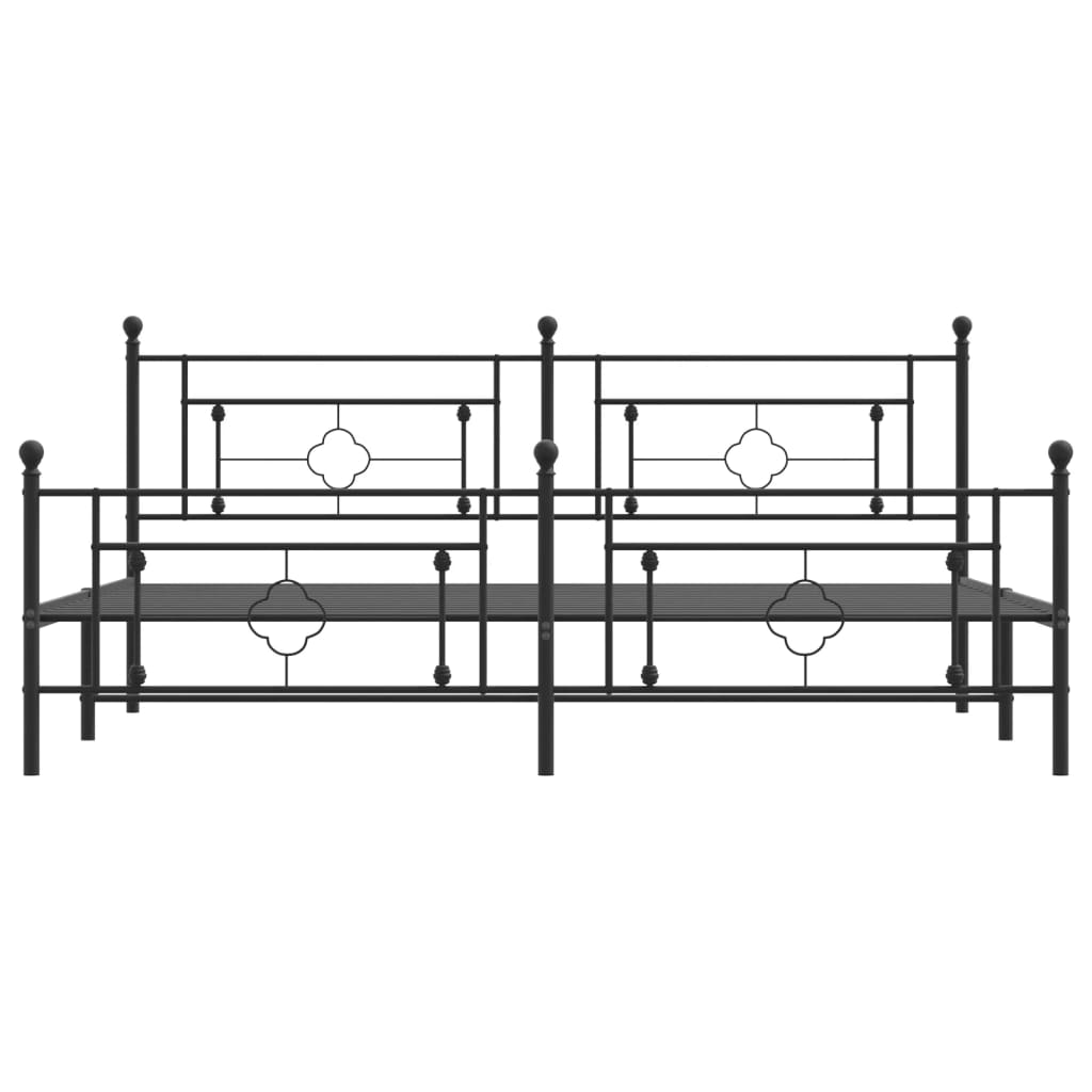 vidaXL Metal Bed Frame without Mattress with Footboard Black 76"x79.9"