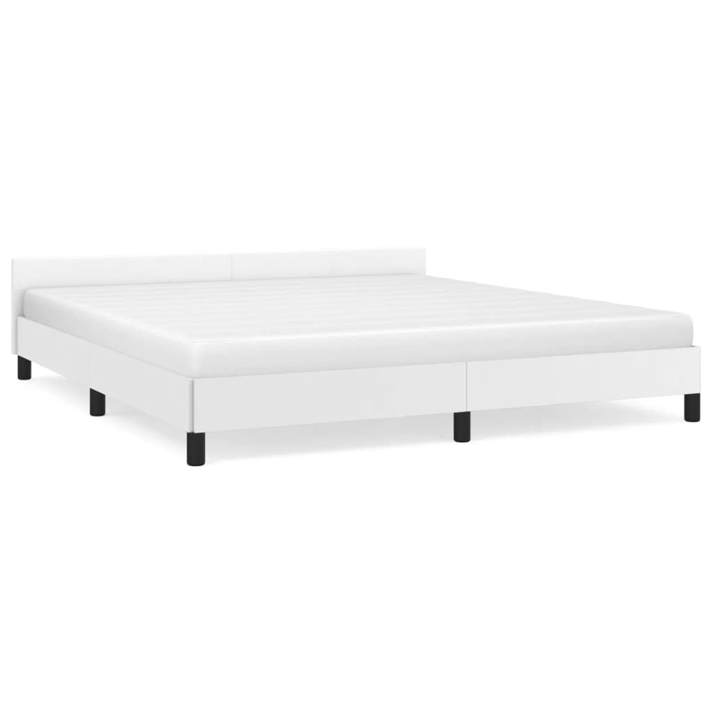 vidaXL Bed Frame with Headboard White 72"x83.9" California King Faux Leather