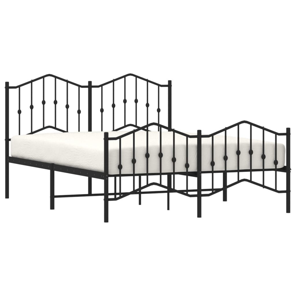 vidaXL Metal Bed Frame without Mattress with Footboard Black 59.1"x78.7"