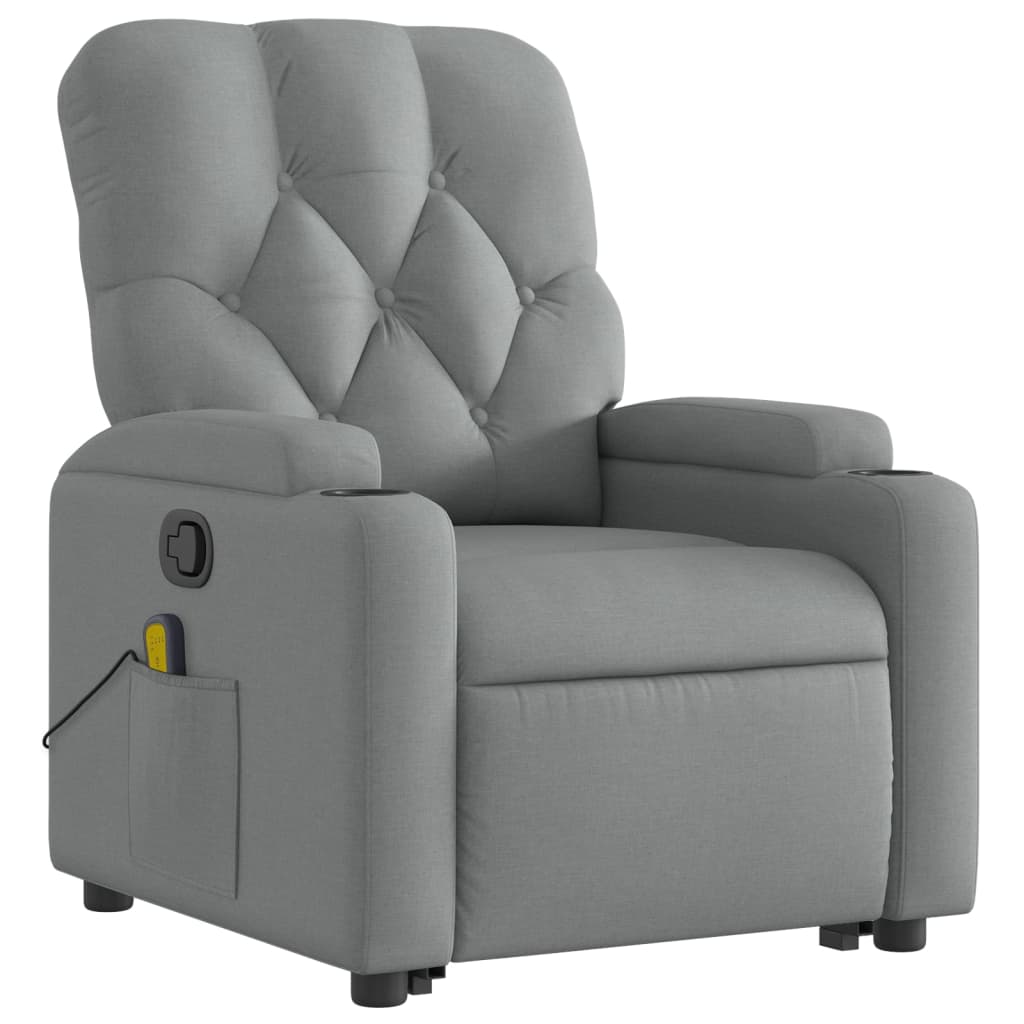 vidaXL Stand up Massage Recliner Chair Light Gray Fabric