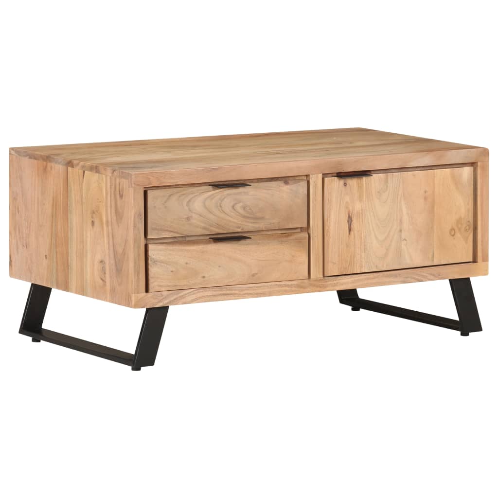 vidaXL Coffee Table 35.4"x19.7"x15.7" Solid Acacia Wood with Live Edges