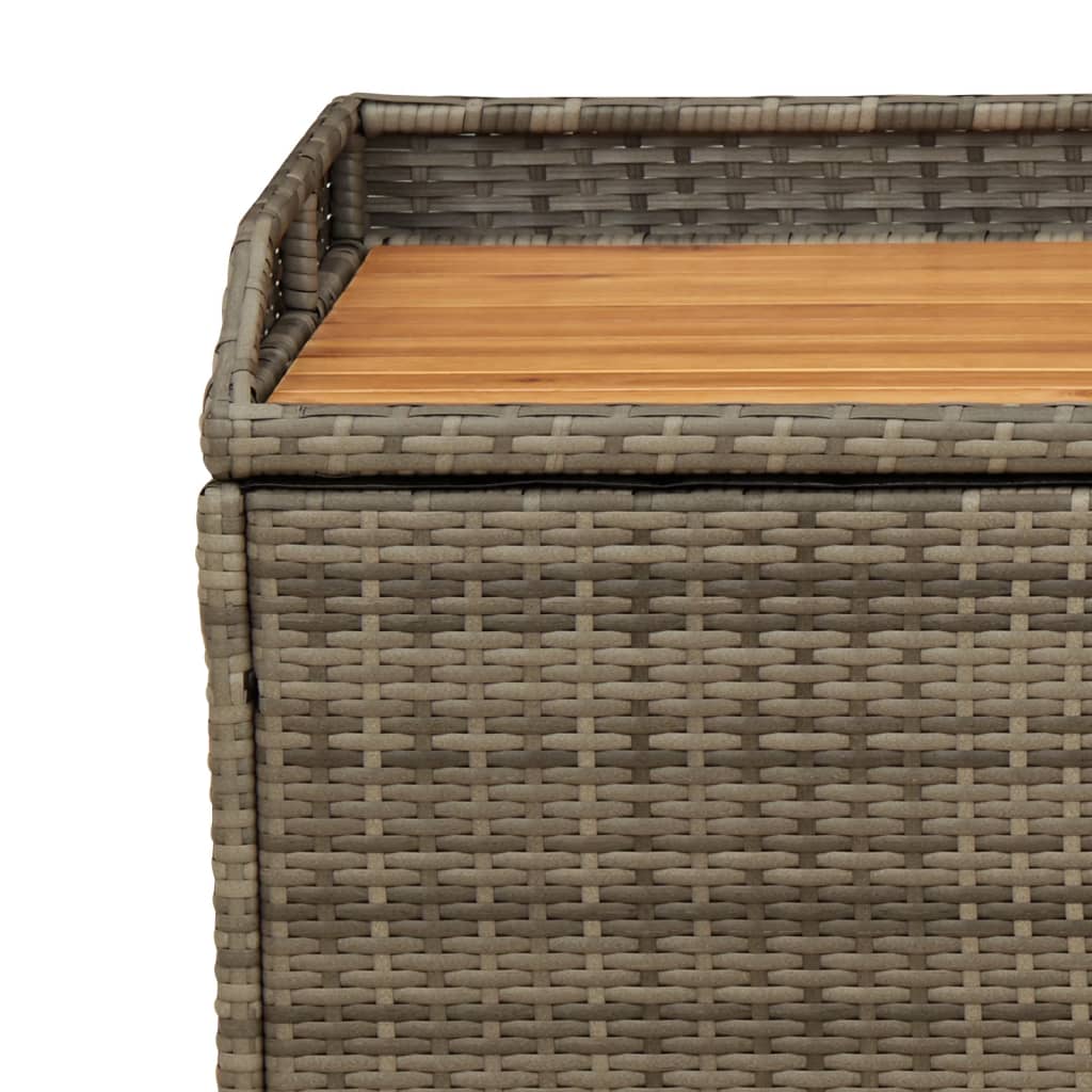 vidaXL Storage Bench Gray 39.4"x19.7"x20.5" Poly Rattan and Acacia Wood