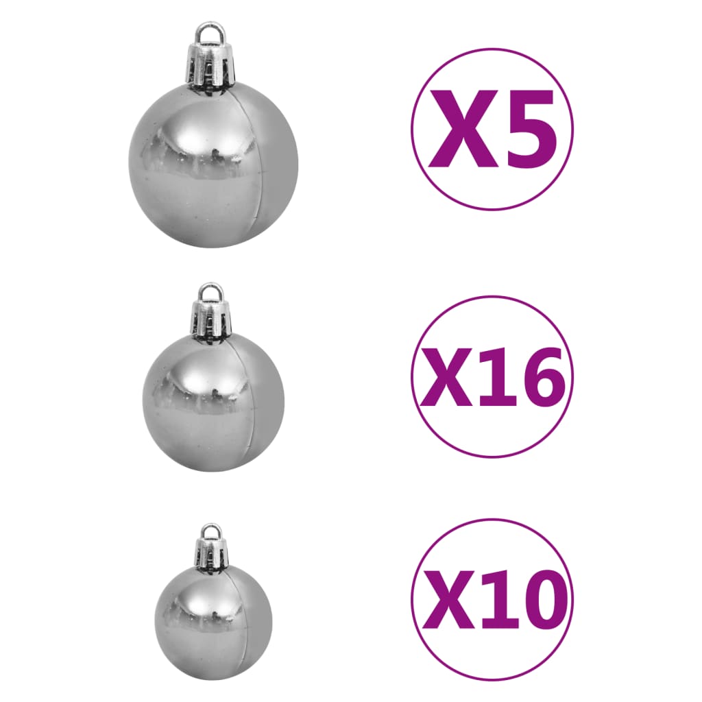 vidaXL Artificial Pre-lit Christmas Tree with Ball Set Green 82.7" PVC