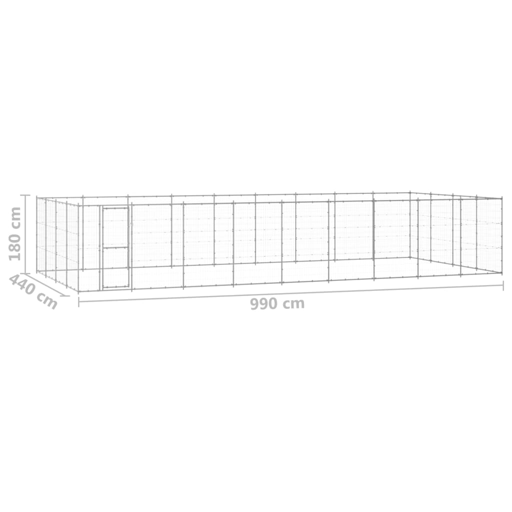 vidaXL Outdoor Dog Kennel Galvanized Steel 468.9 ft²