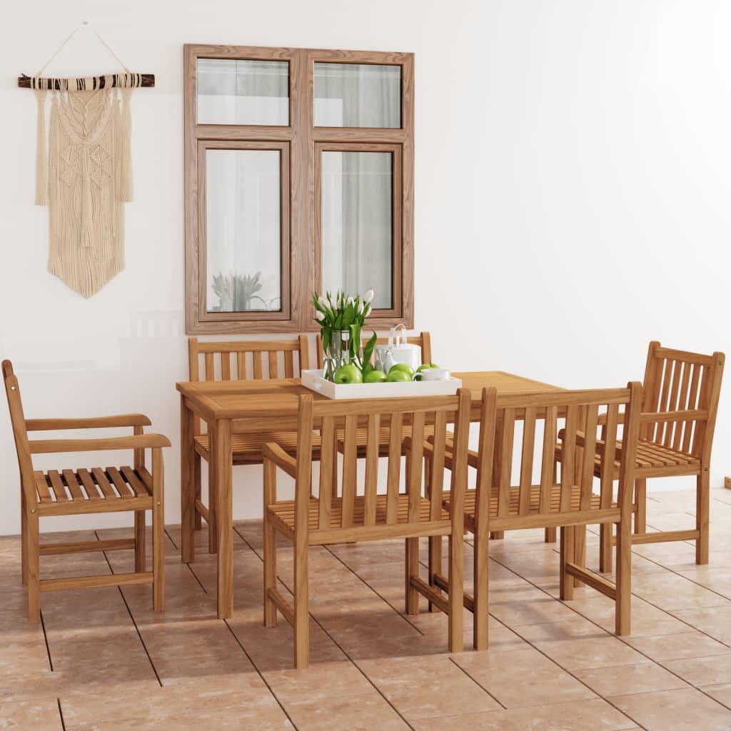 vidaXL 7 Piece Patio Dining Set Solid Teak Wood