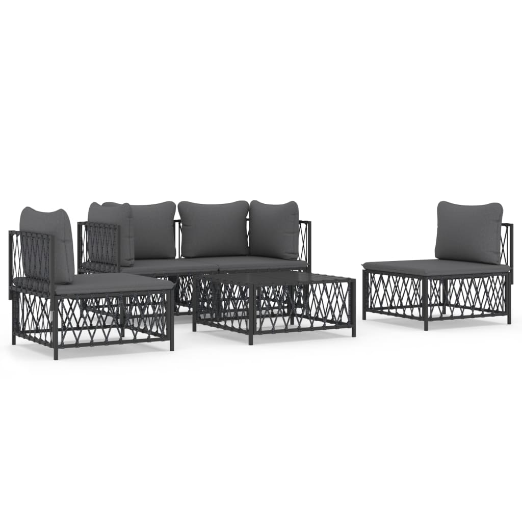 vidaXL 5 Piece Patio Lounge Set with Cushions Anthracite Steel