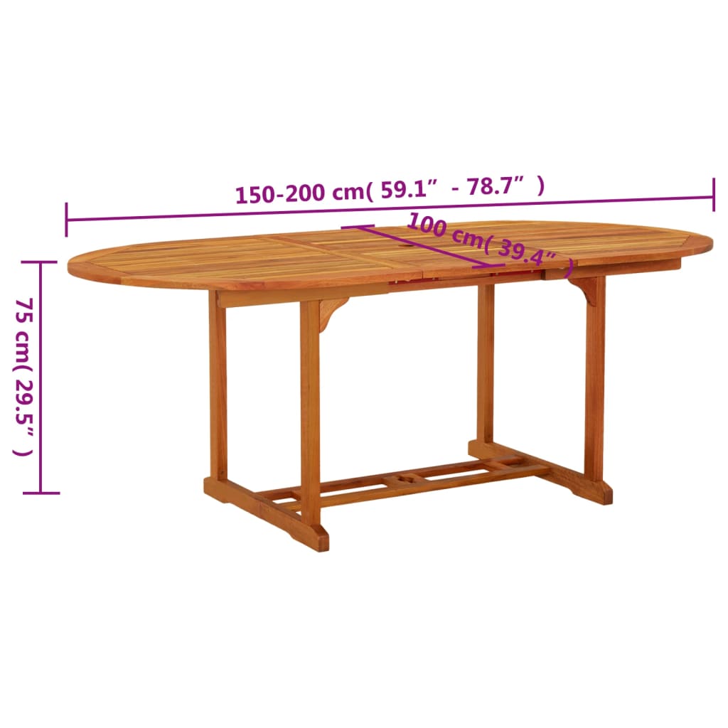 vidaXL Patio Table 78.7"x39.4"x29.5" Solid Wood Eucalyptus