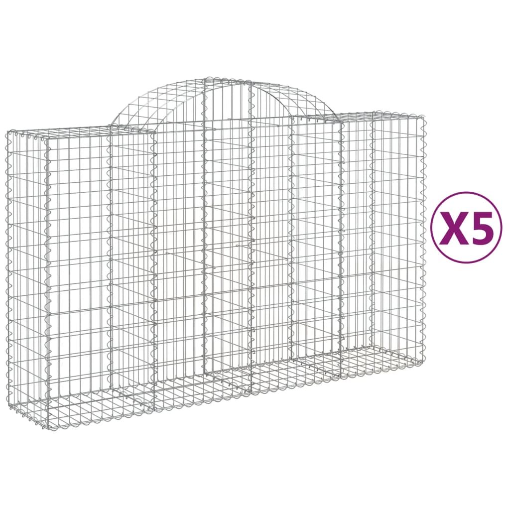 vidaXL Arched Gabion Baskets 5 pcs 78.7"x19.7"x47.2"/55.1" Galvanized Iron