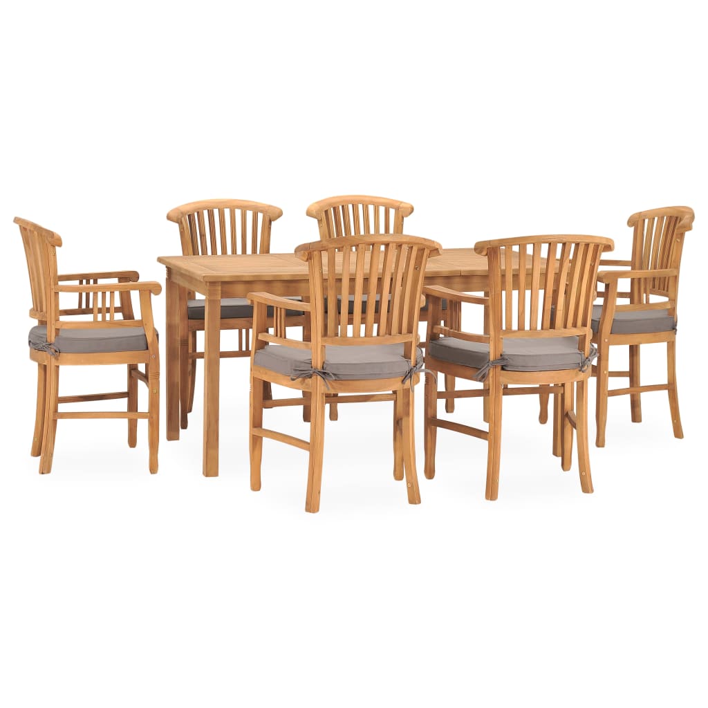 vidaXL 7 Piece Patio Dining Set with Cushions Solid Teak Wood