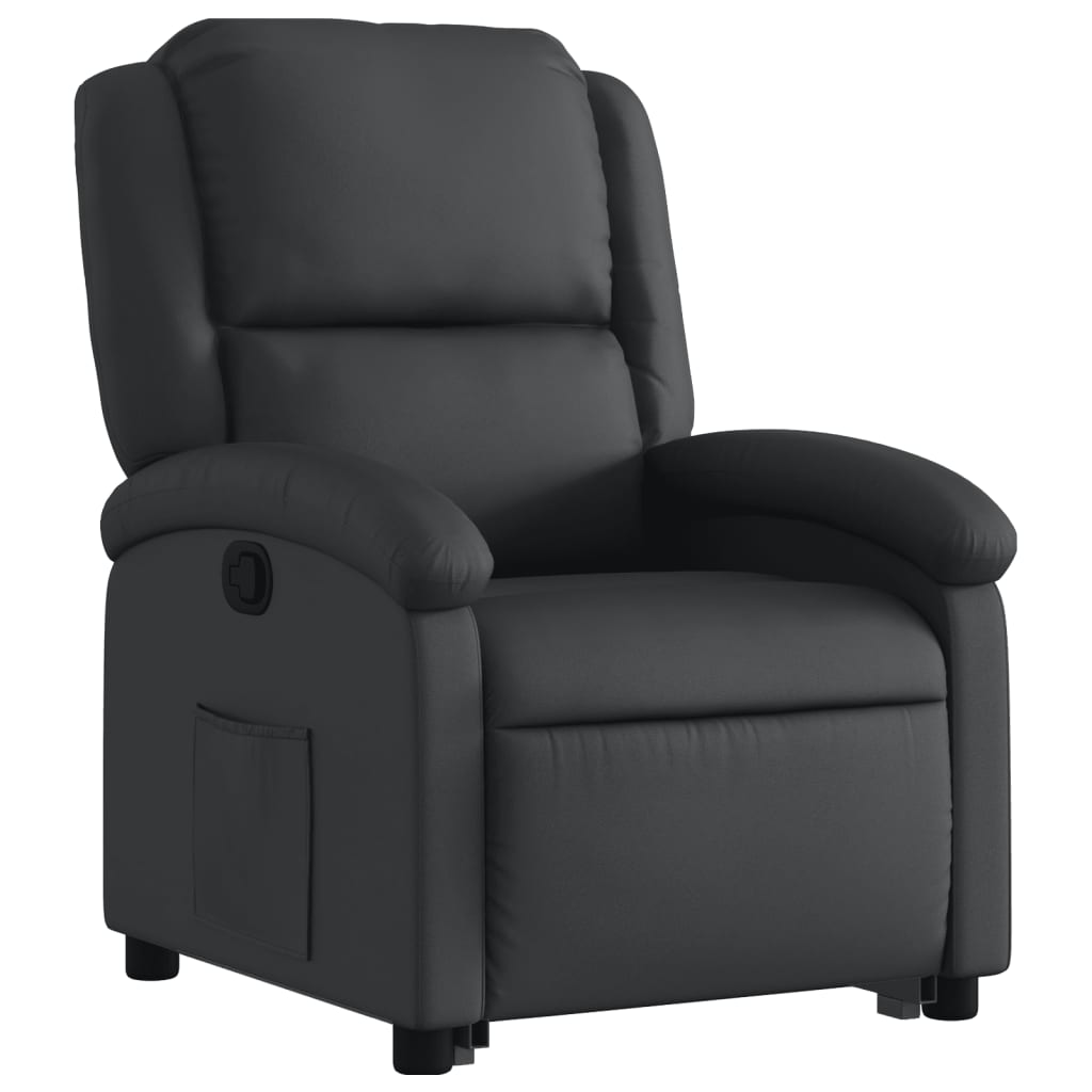 vidaXL Stand up Recliner Chair Black Real Leather