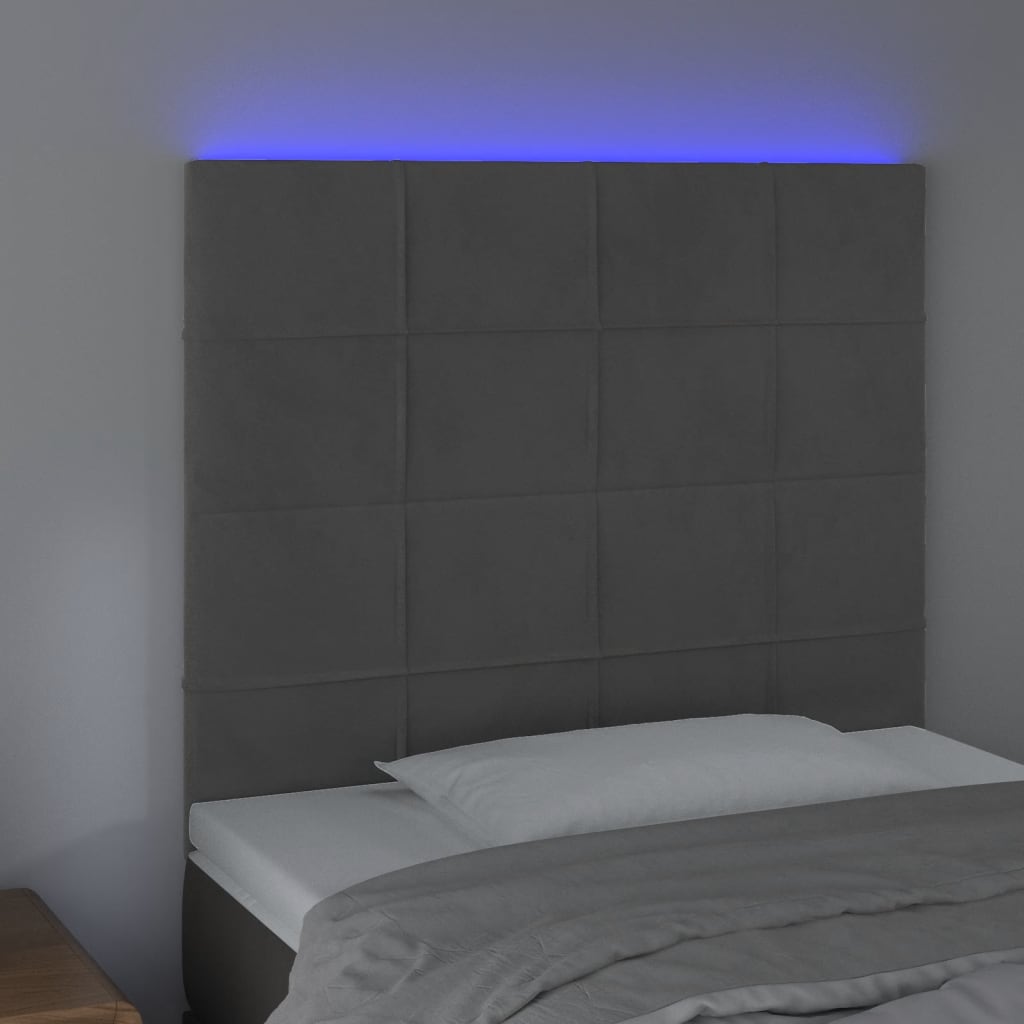 vidaXL LED Headboard Dark Gray 39.4"x2"x46.5"/50.4" Velvet