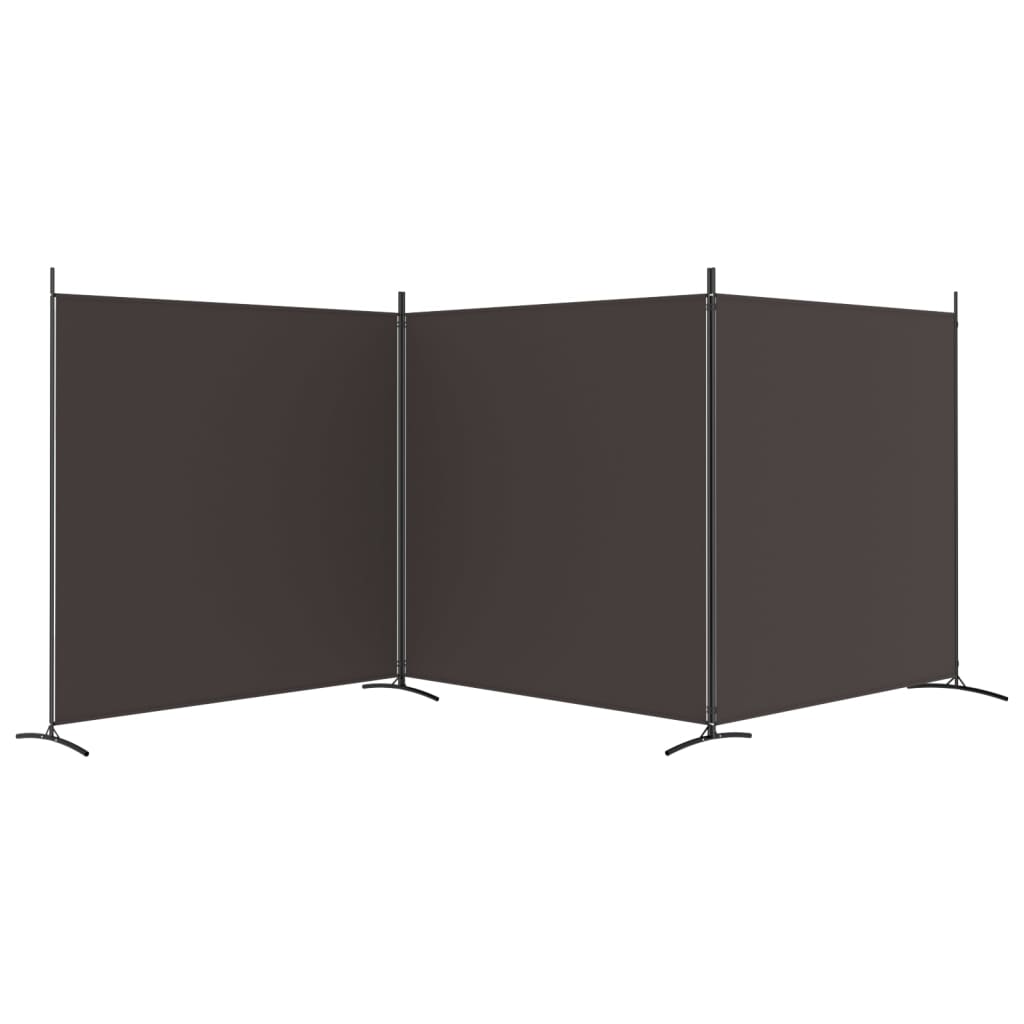 vidaXL 3-Panel Room Divider Brown 206.7"x70.9" Fabric