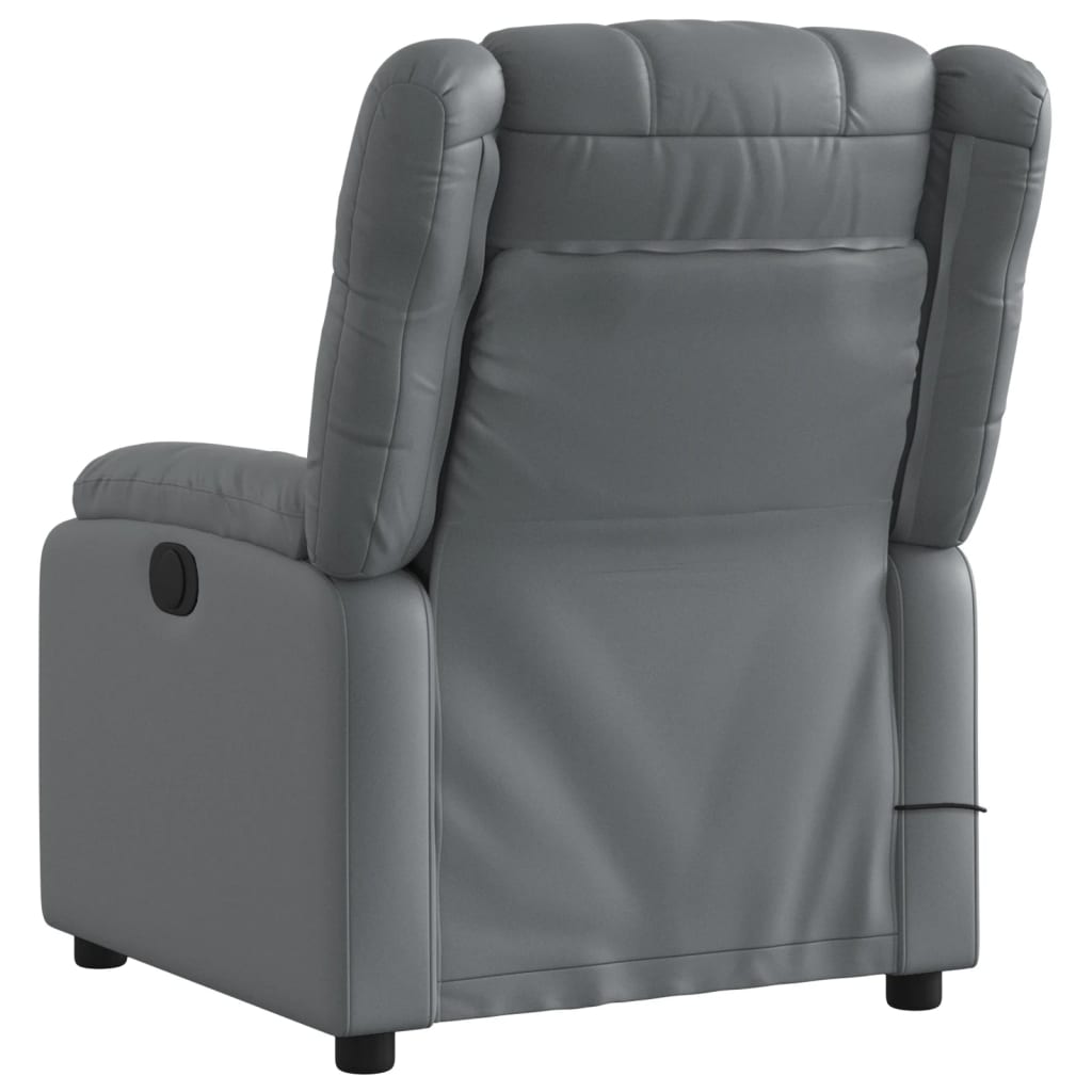 vidaXL Electric Massage Recliner Chair Gray Faux Leather