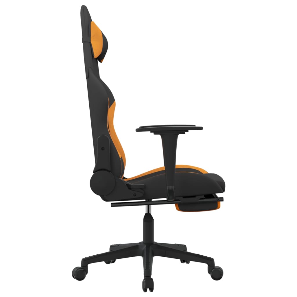 vidaXL Massage Gaming Chair with Footrest Black and Orange Fabric