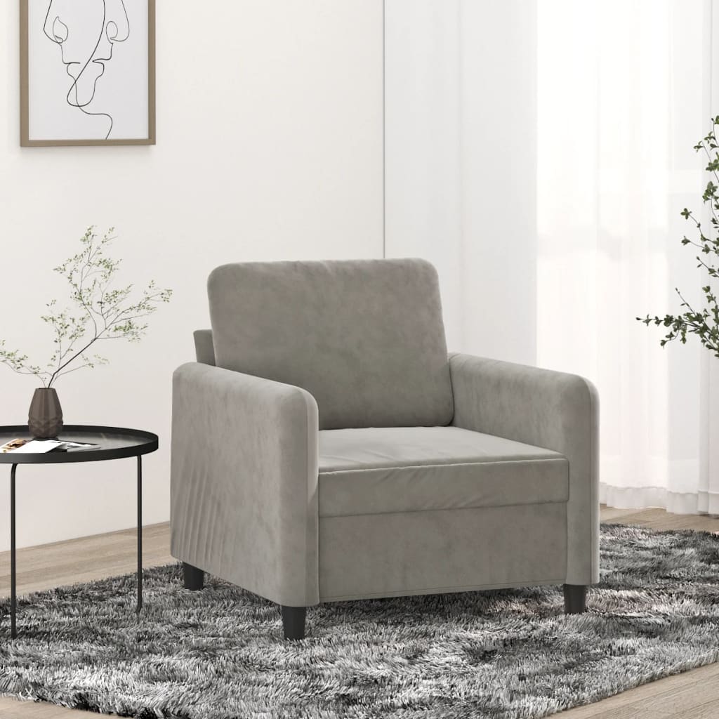 vidaXL Sofa Chair Light Gray 23.6" Velvet