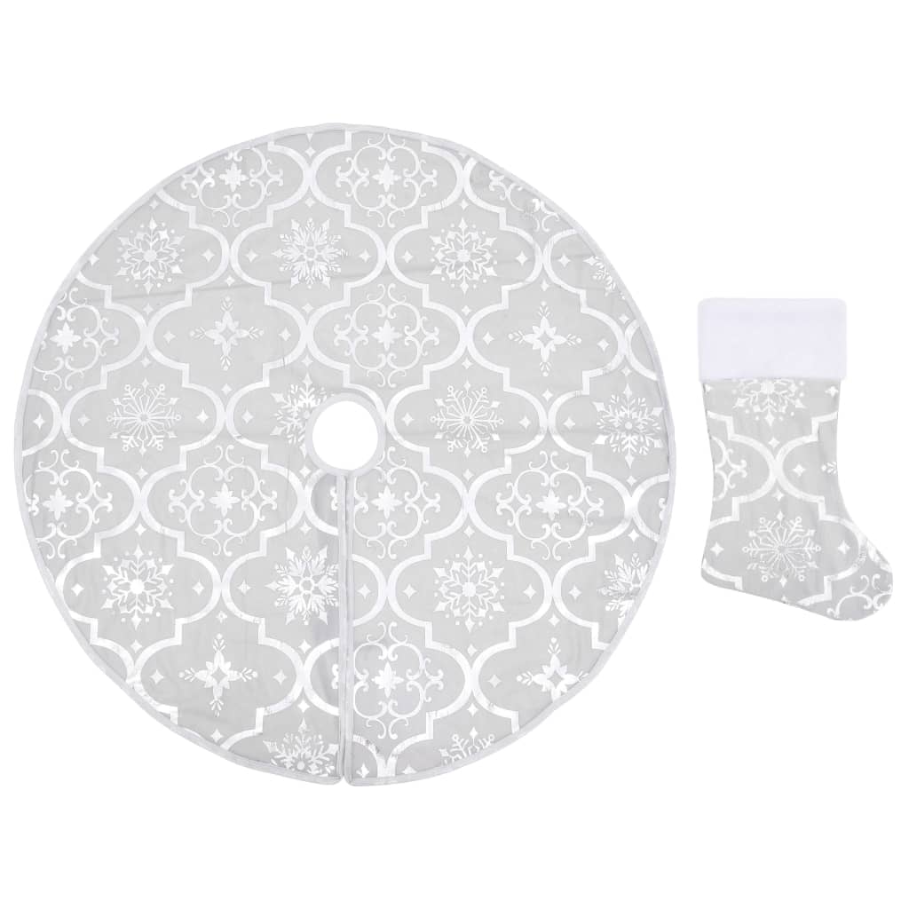 vidaXL Luxury Christmas Tree Skirt with Sock White 4 ft Fabric