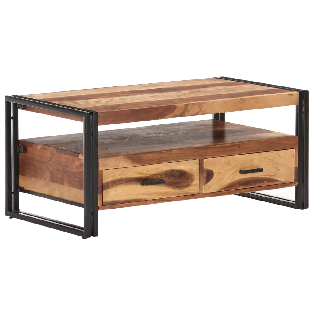 vidaXL Coffee Table 39.4"x21.7"x17.7" Solid Acacia Wood