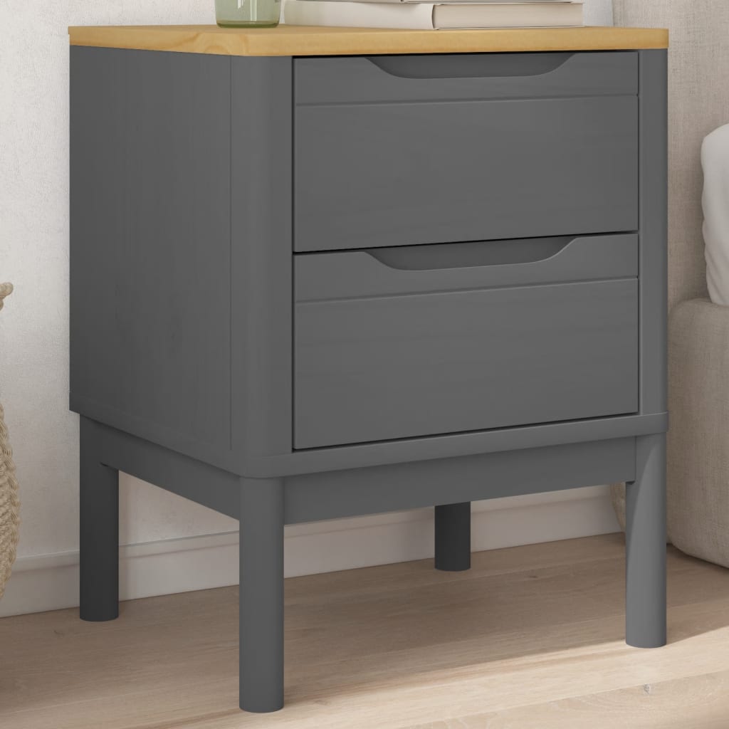 vidaXL Bedside Cabinet FLORO Gray 17.7"x15.4"x22.4" Solid Wood Pine