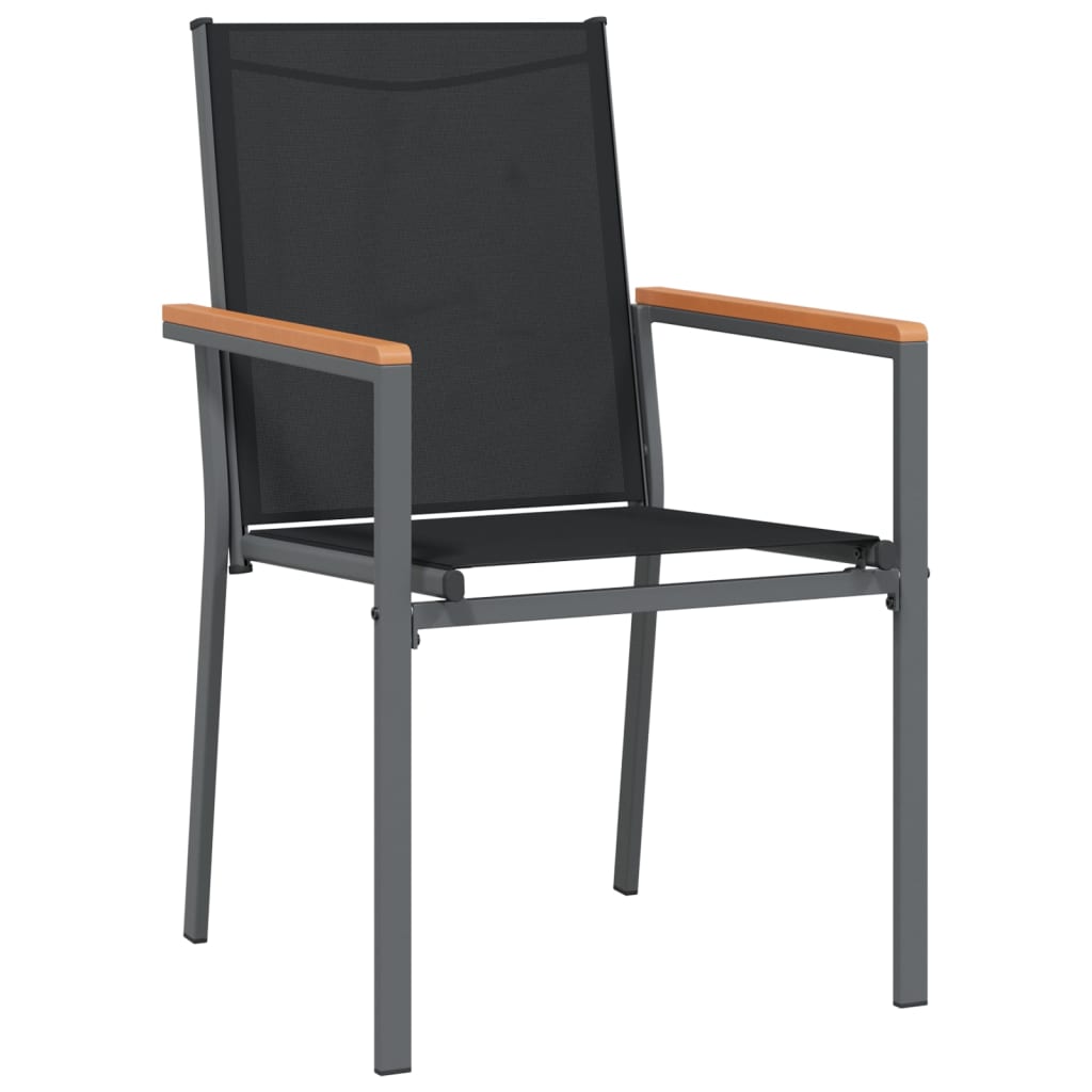 vidaXL Patio Chairs 6 pcs Black 21.7"x24.2"x35.4" Textilene and Steel