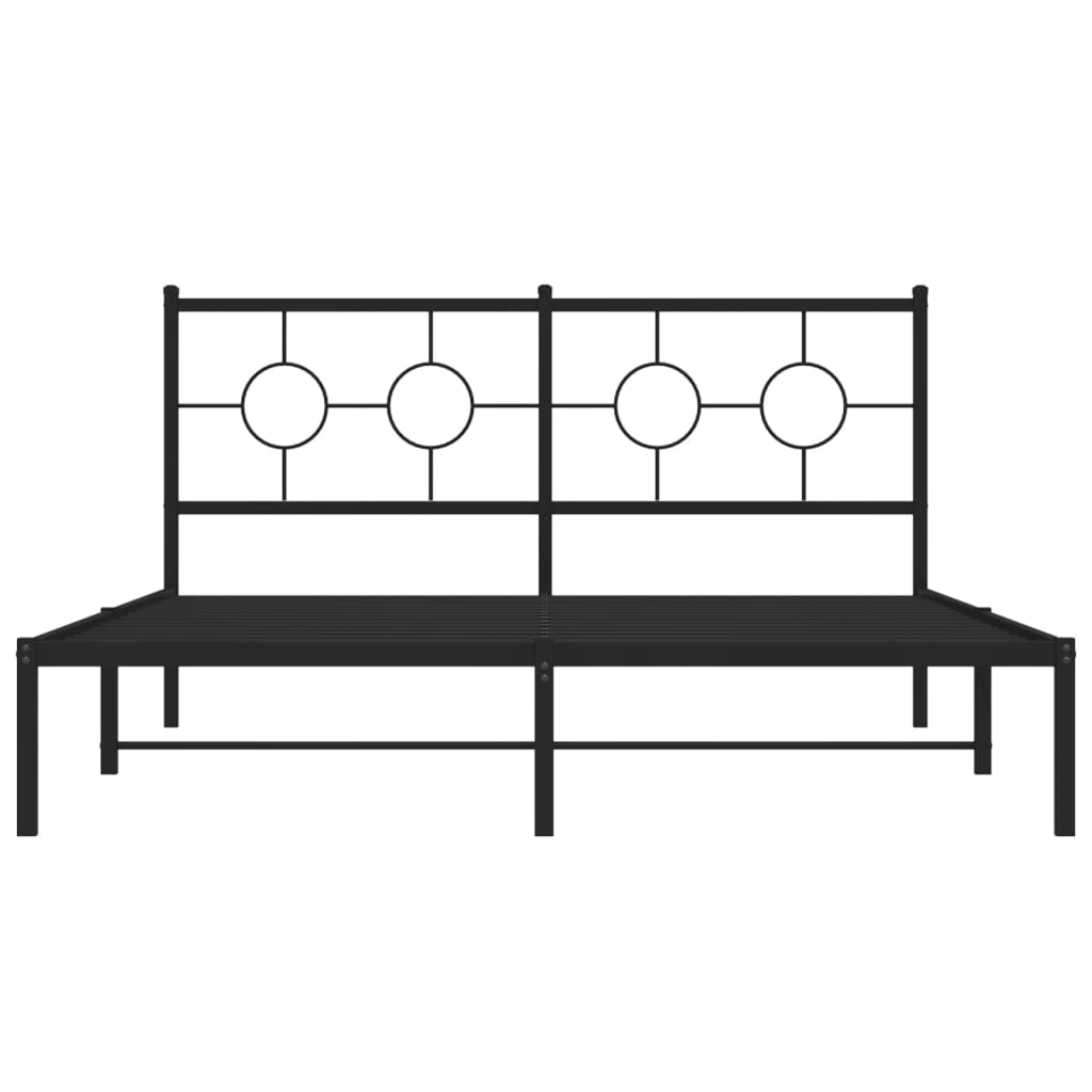 vidaXL Metal Bed Frame without Mattress with Headboard Black 59.1"x78.7"