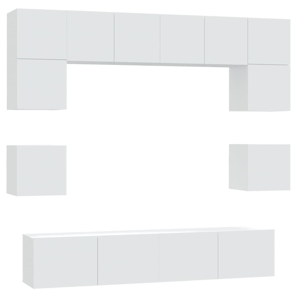 vidaXL 8 Piece TV Stand Set White Engineered Wood