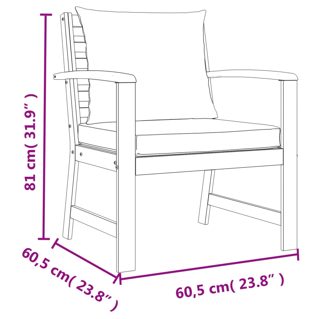 vidaXL 4 Piece Patio Dining Set with Cushions Solid Wood Acacia