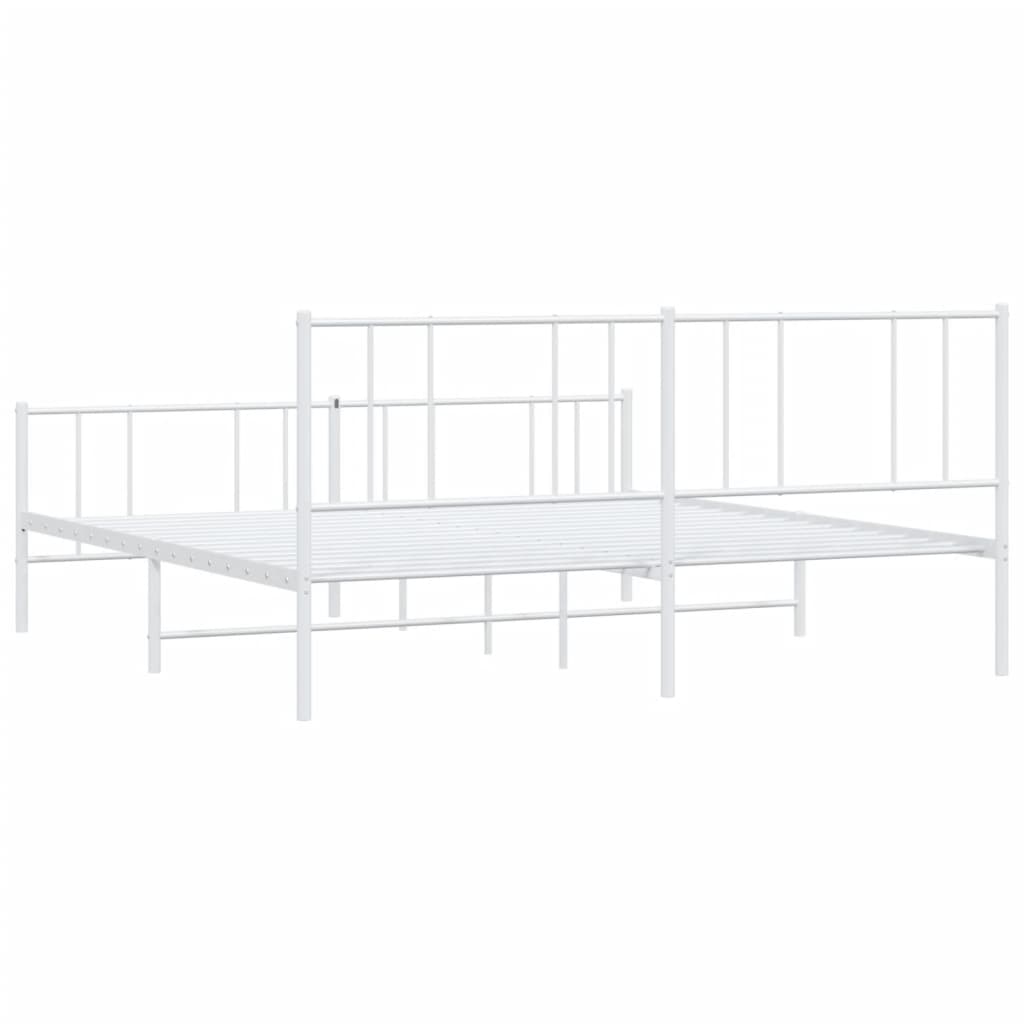 vidaXL Metal Bed Frame without Mattress with Footboard White 76"x79.9"