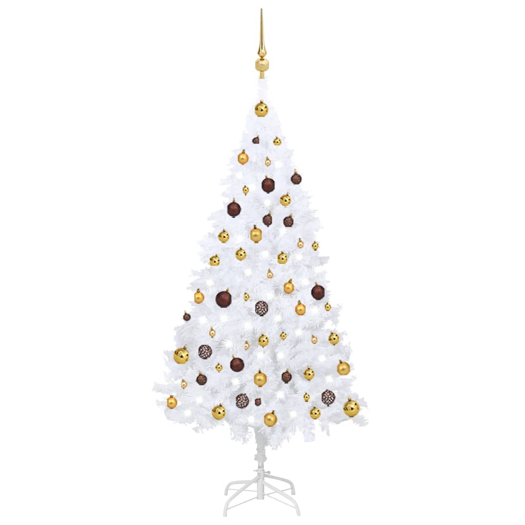 vidaXL Artificial Pre-lit Christmas Tree with Ball Set White 59.1" PVC