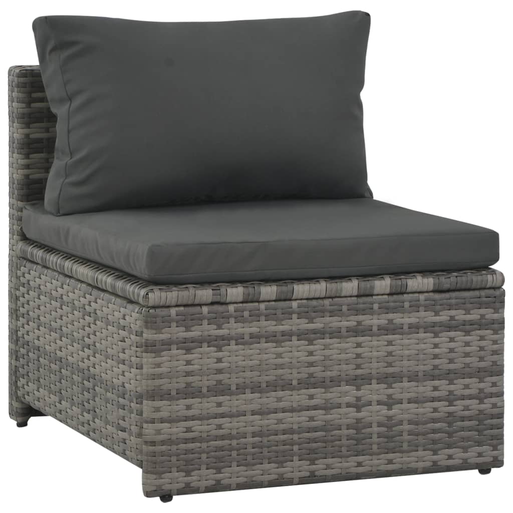 vidaXL 6 Piece Patio Lounge Set with Cushions Poly Rattan Gray