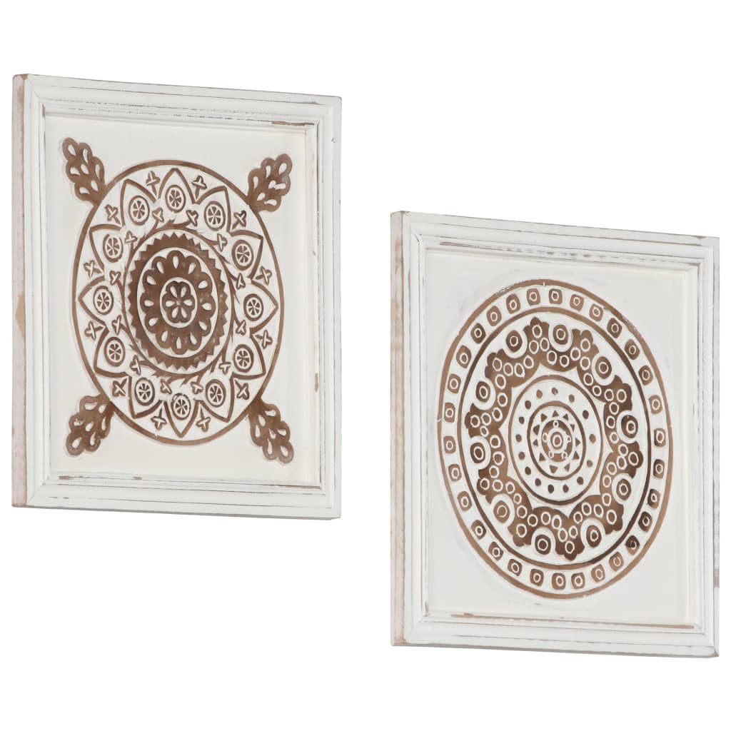 vidaXL Hand-Carved Wall Panels 2 pcs MDF 15.7"x15.7"x0.6"